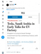 马斯克：《华尔街日报》对特斯拉考虑在沙特建厂的报道“完全错误”